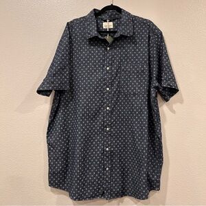 Mutual Weave Button Down Shirt Dark Indigo Wash Floral Print Men's Size 2XLT NWT